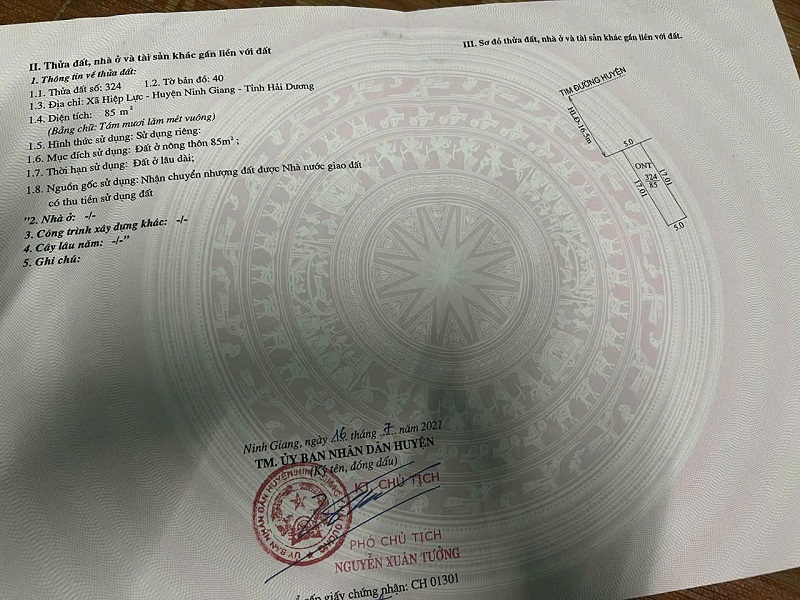 BÁN ĐẤT MẶT ĐƯỜNG HỒNG CHÂU – HIỆP LỰC – NINH GIANG – HẢI DƯƠNG | 85M2 | GIÁ 1,69 TỶ